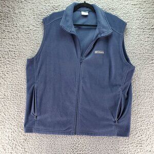 Columbia Jacket Mens XL Navy Blue Polyester Fleece Vest Sleeveless Full-Zip